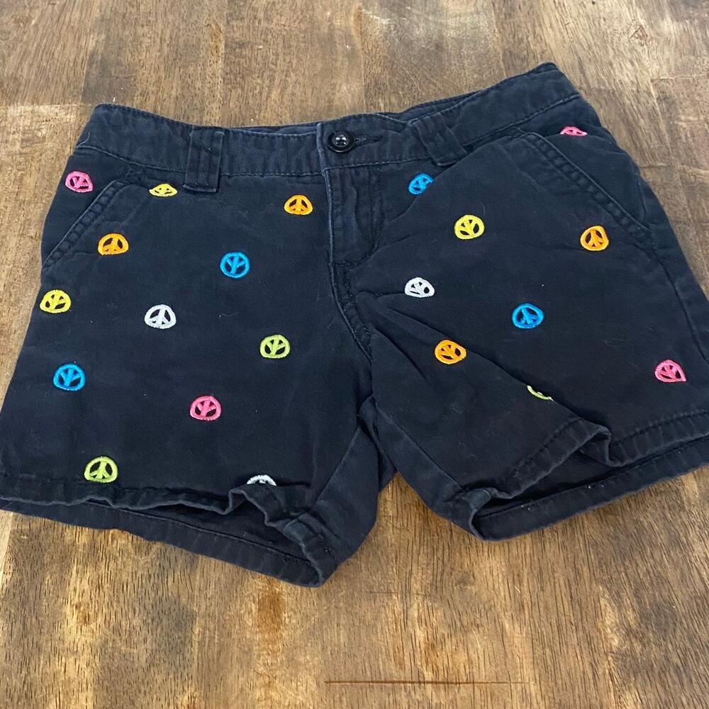 J. Khaki black colorful embroidered groovy peace girls‎ chino shorts SIZE 8